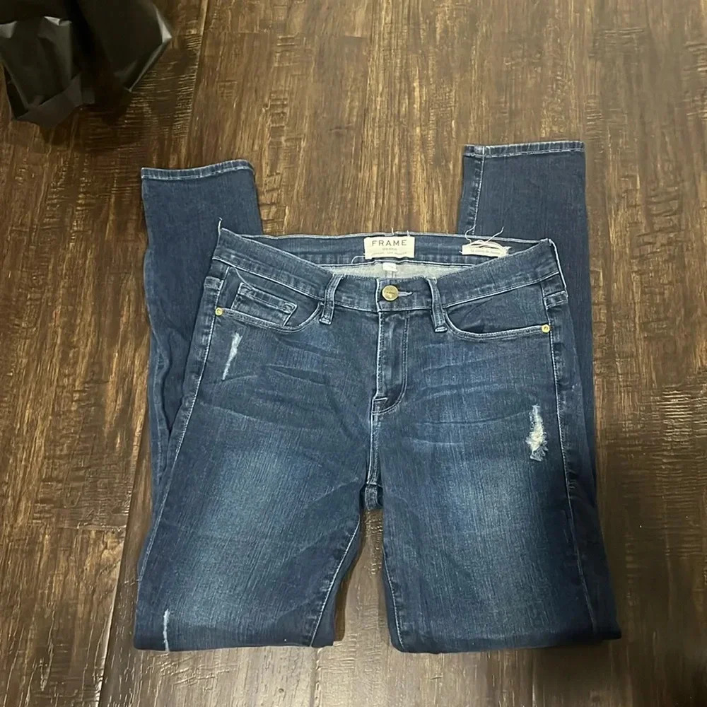 FRAME Jeans Womens 28 Blue Le Skinny De Jeanne Denim